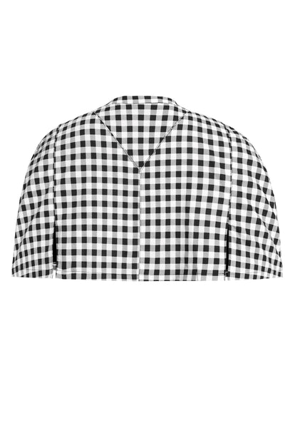 Back view of Sabrina Monochrome Check Cape Jacket