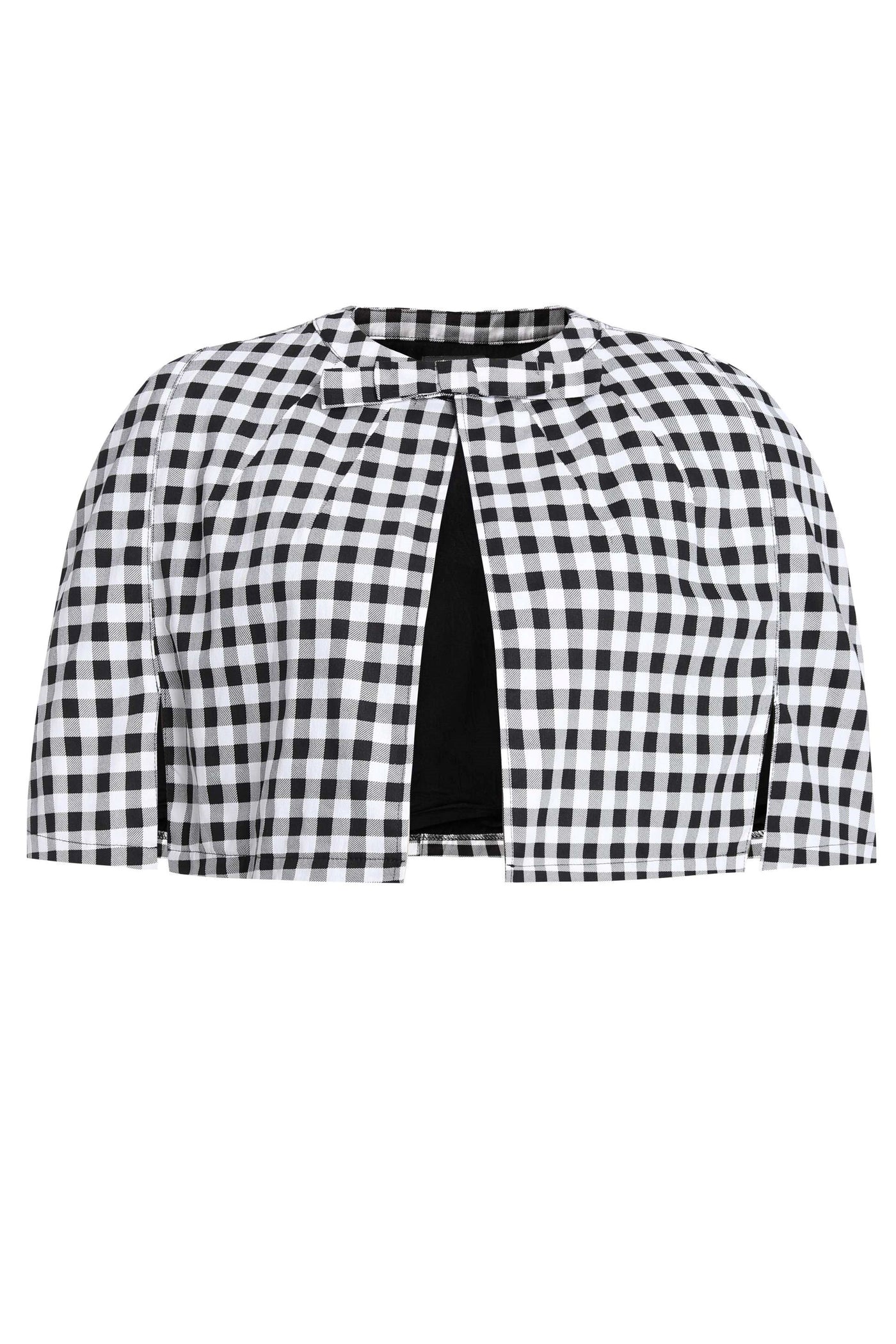 Front view of Sabrina Monochrome Check Cape Jacket