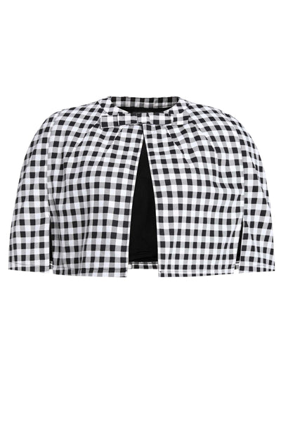 Front view of Sabrina Monochrome Check Cape Jacket
