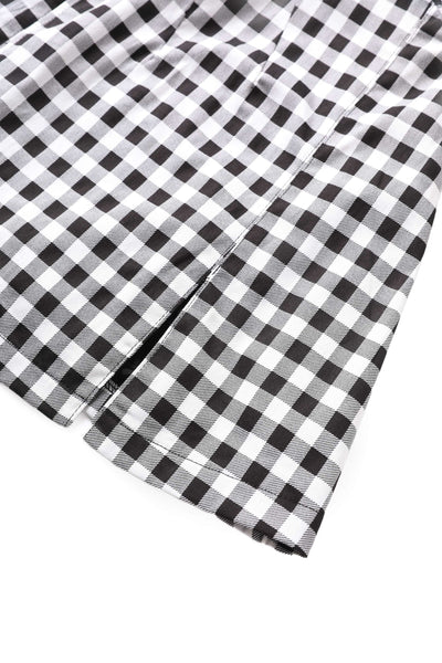 Close up view of Sabrina Monochrome Check Cape Jacket