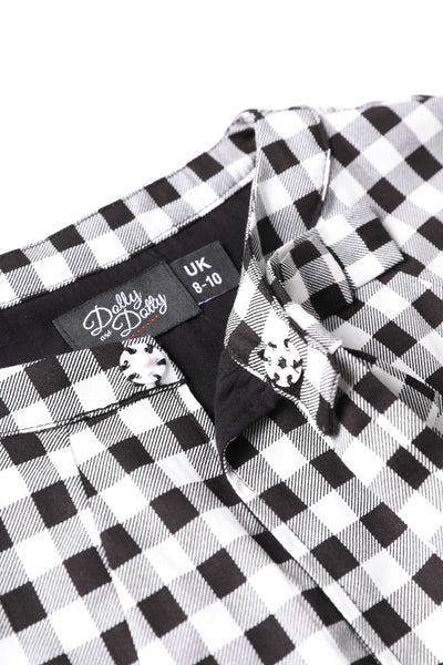Button of Sabrina Monochrome Check Cape Jacket