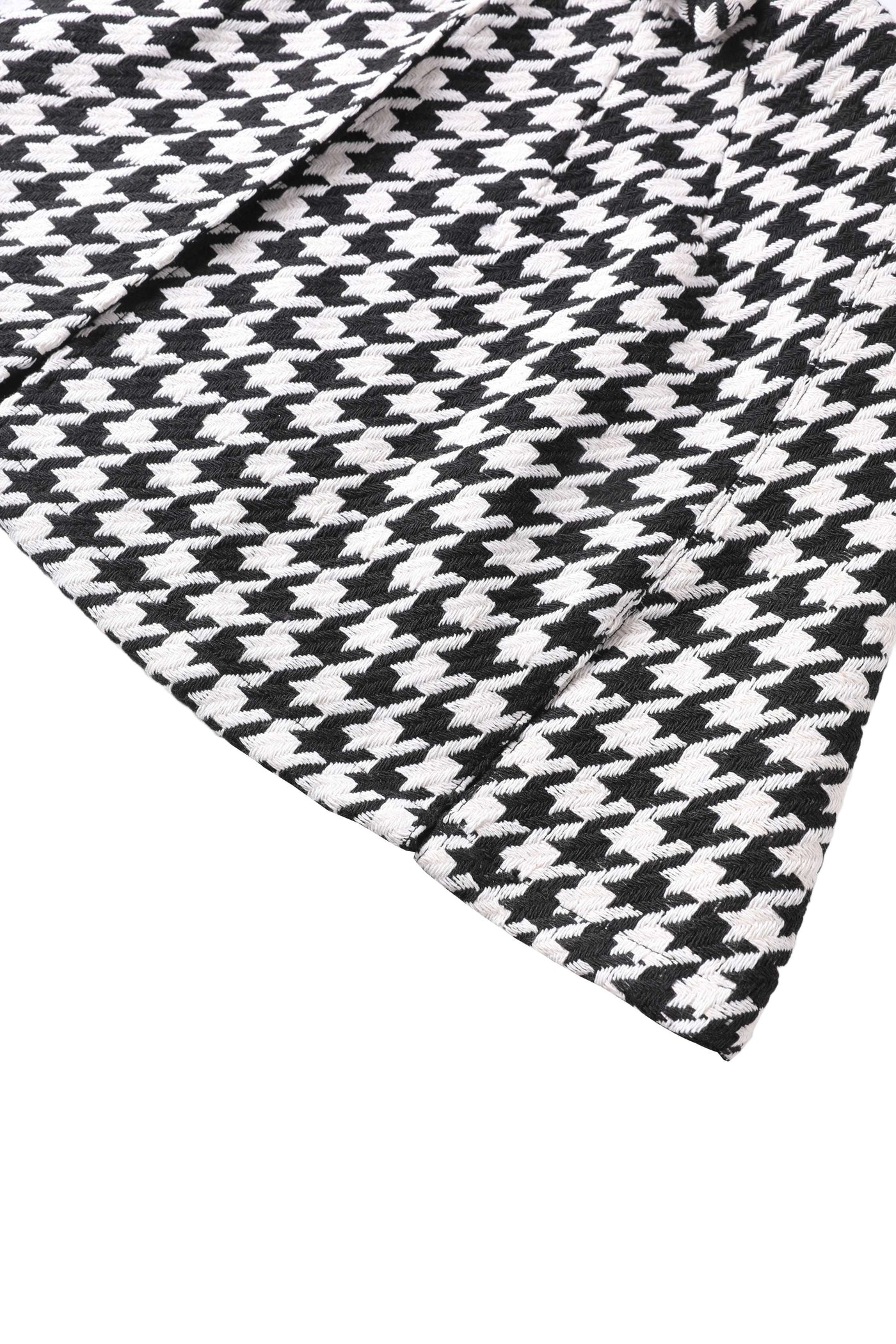 Close up view of Sabrina Monochrome Houndstooth Cape Jacket