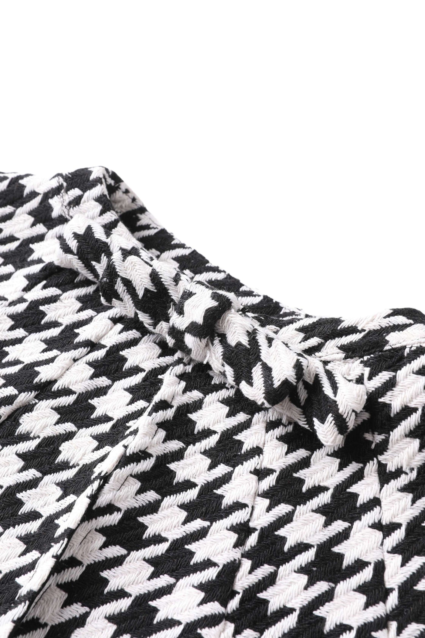 Collar detail of Sabrina Monochrome Houndstooth Cape Jacket
