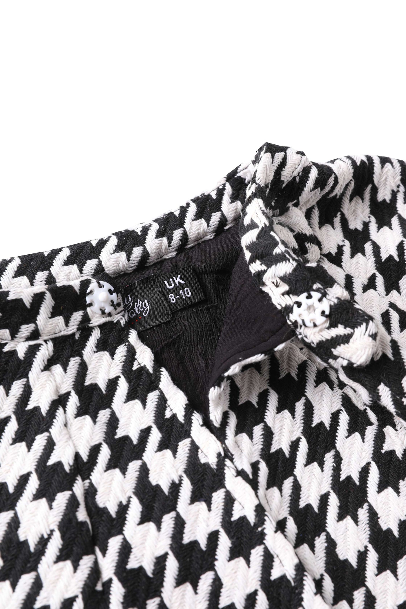 Button of Sabrina Monochrome Houndstooth Cape Jacket