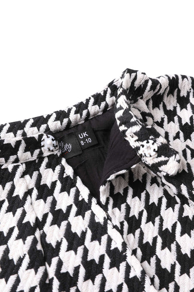 Button of Sabrina Monochrome Houndstooth Cape Jacket