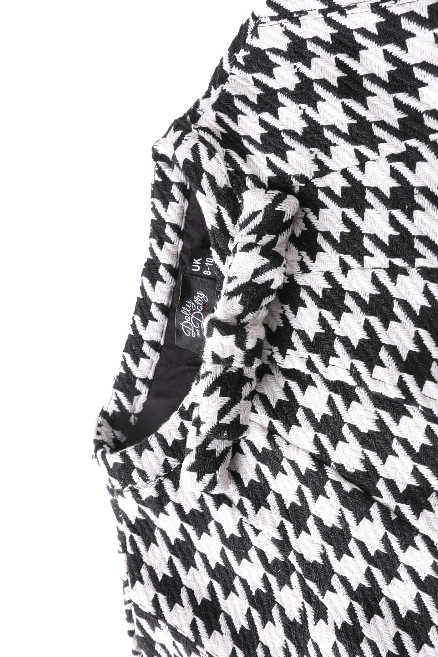 Close up view of Sabrina Monochrome Houndstooth Cape Jacket