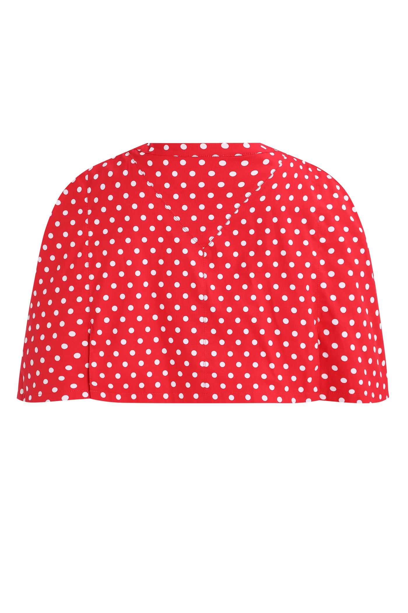 Back view of Sabrina Red & White Polka Dot Cape Jacket