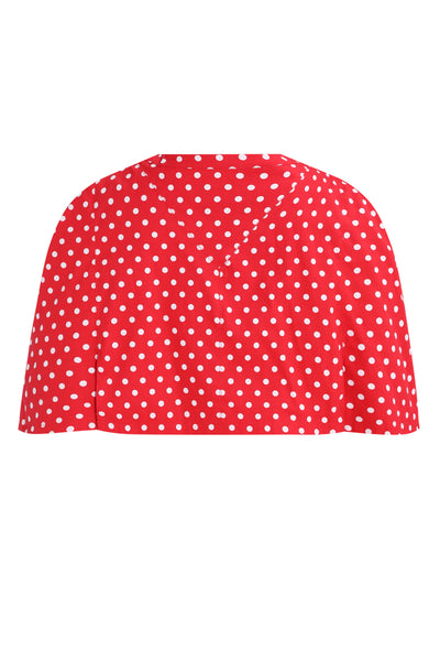 Back view of Sabrina Red & White Polka Dot Cape Jacket