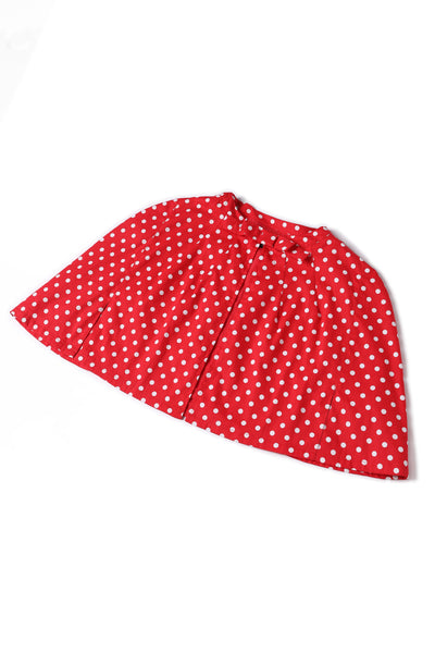 Close up view of Sabrina Red & White Polka Dot Cape Jacket