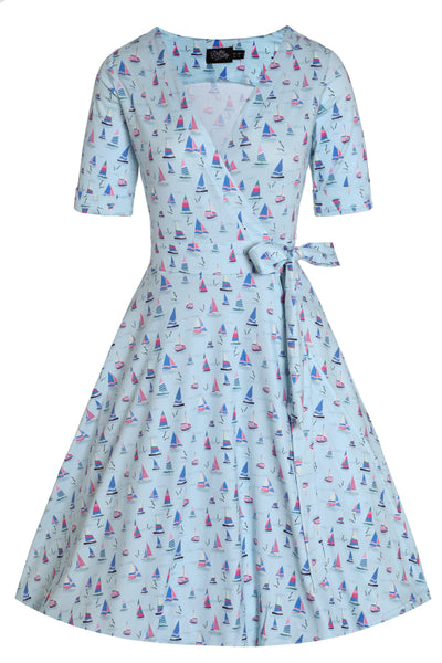 Sailboat Blue Wrap Dress