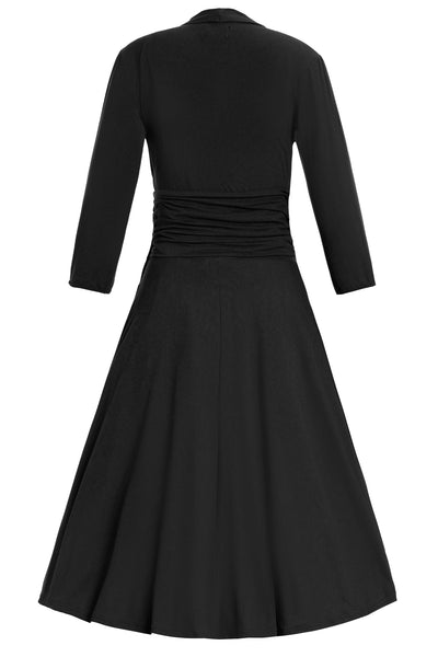 Back view of Sandra Black Bow Tie Casual Dress