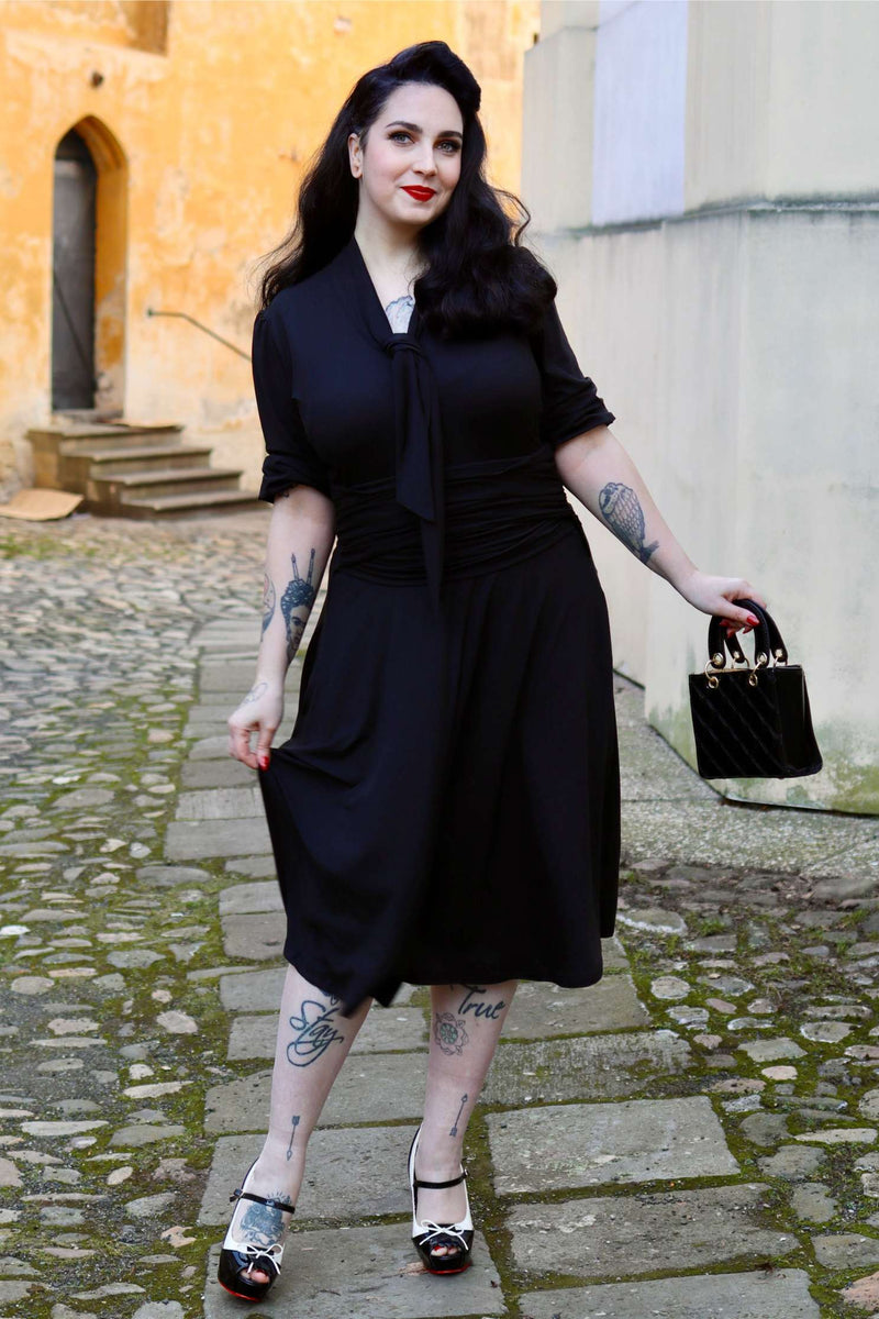 Black Bow Tie Casual Dress