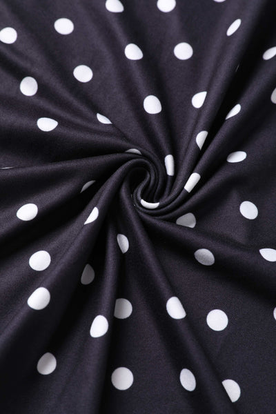 Fabric of Sandra Bow Tie Casual Dress In Black Polka Dots