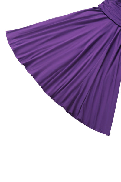 Close up view of Sandra Bow Tie Casual Dress In Purple