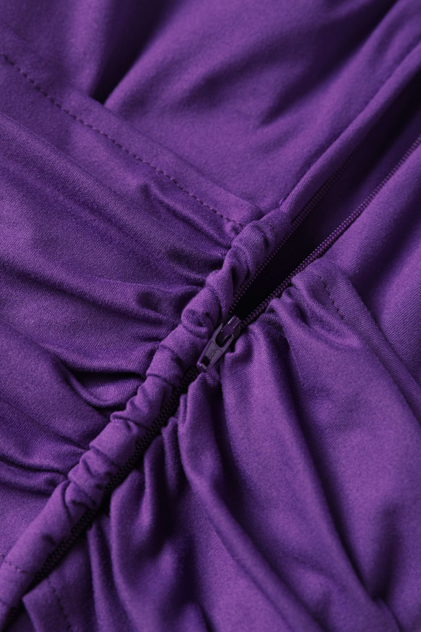 Zipper of Sandra Bow Tie Casual Dress In Purple