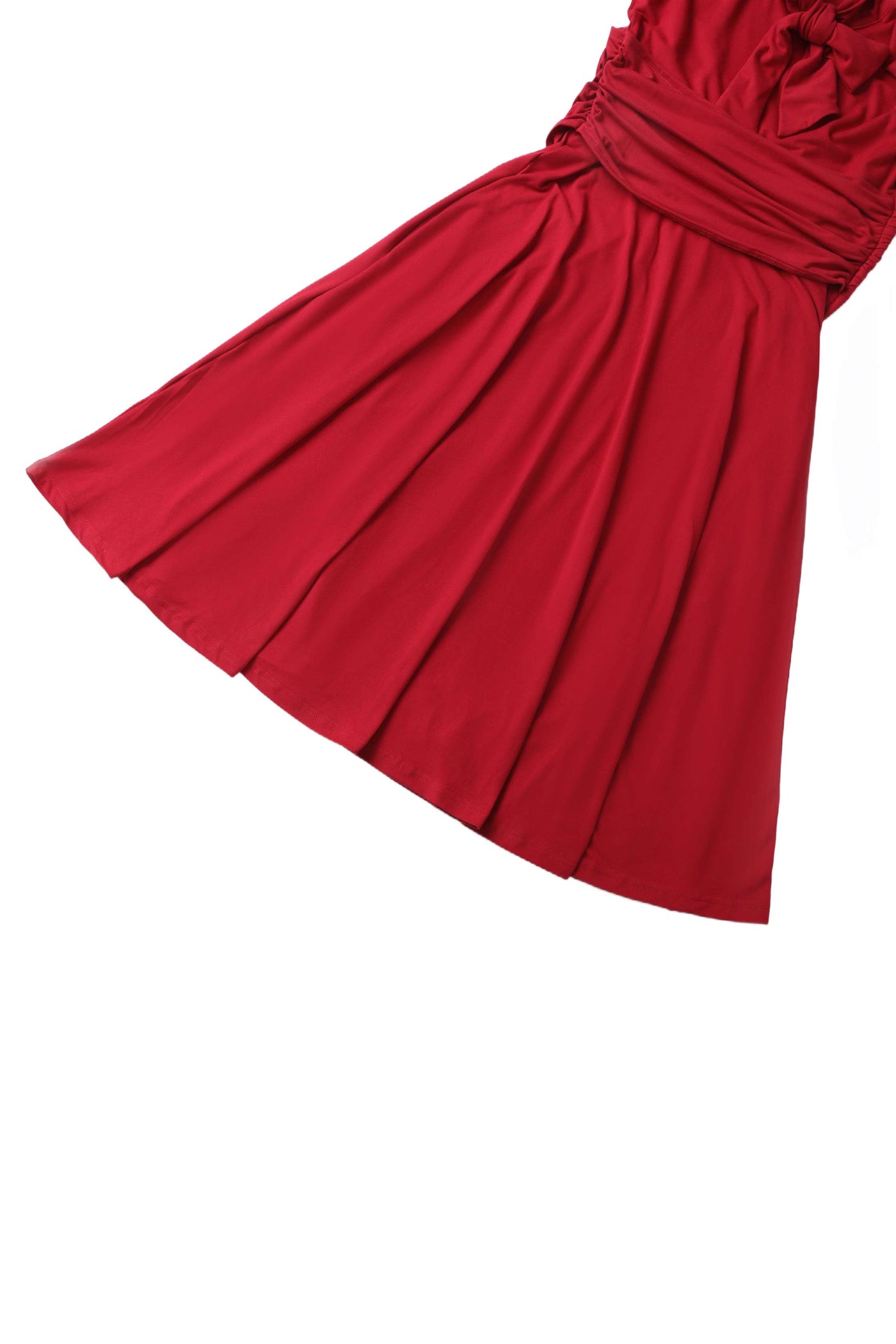 Close up view of Sandra Burgundy Bow Tie Casual Dress
