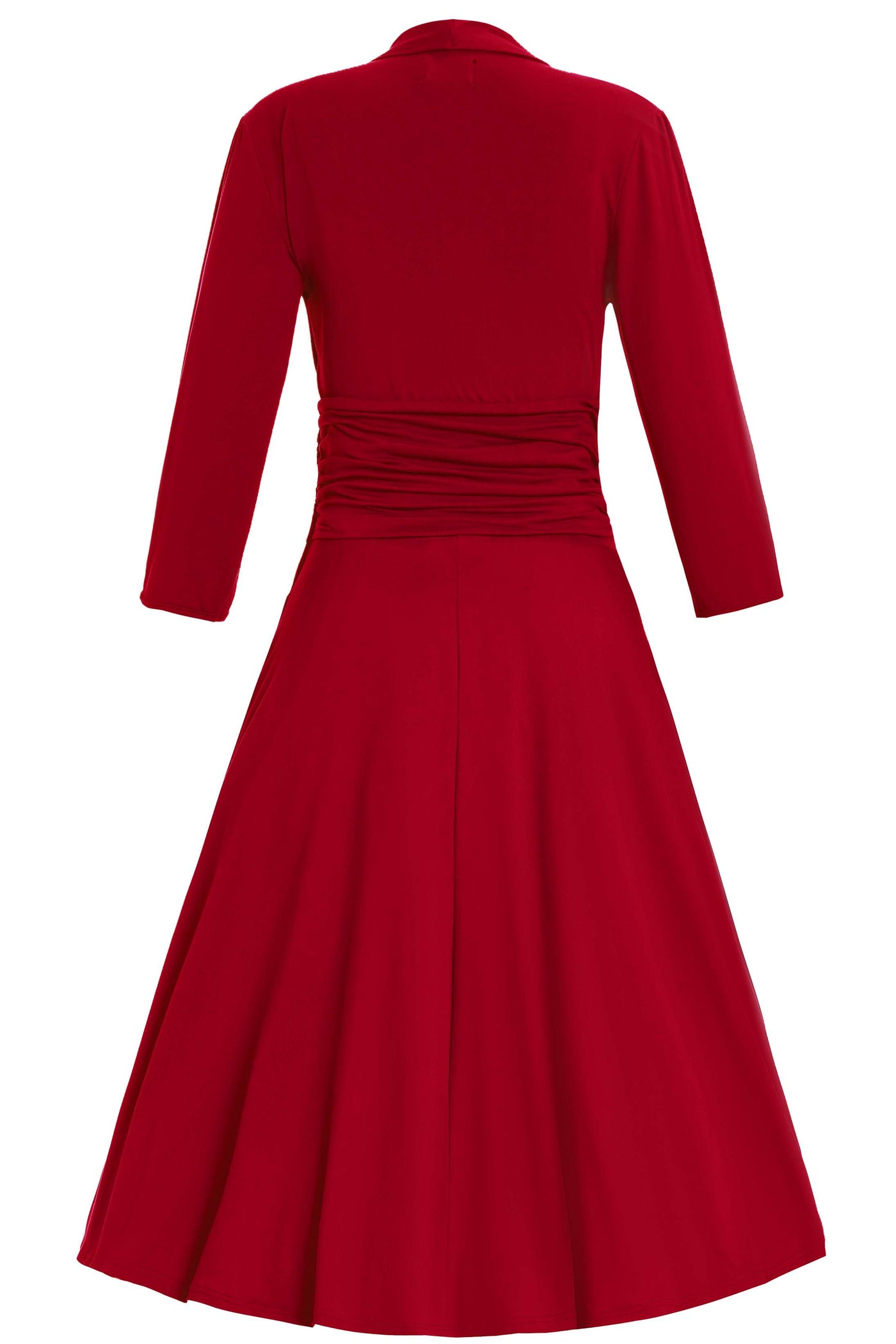 Back view of Sandra Burgundy Bow Tie Casual Dress