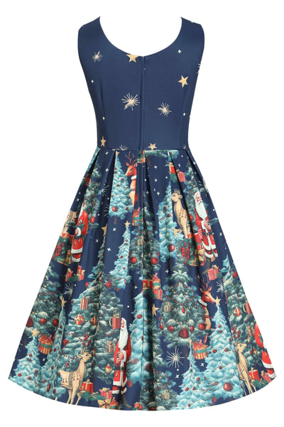 Back view of Santa Is Back In Town Dress In Dark Blue
