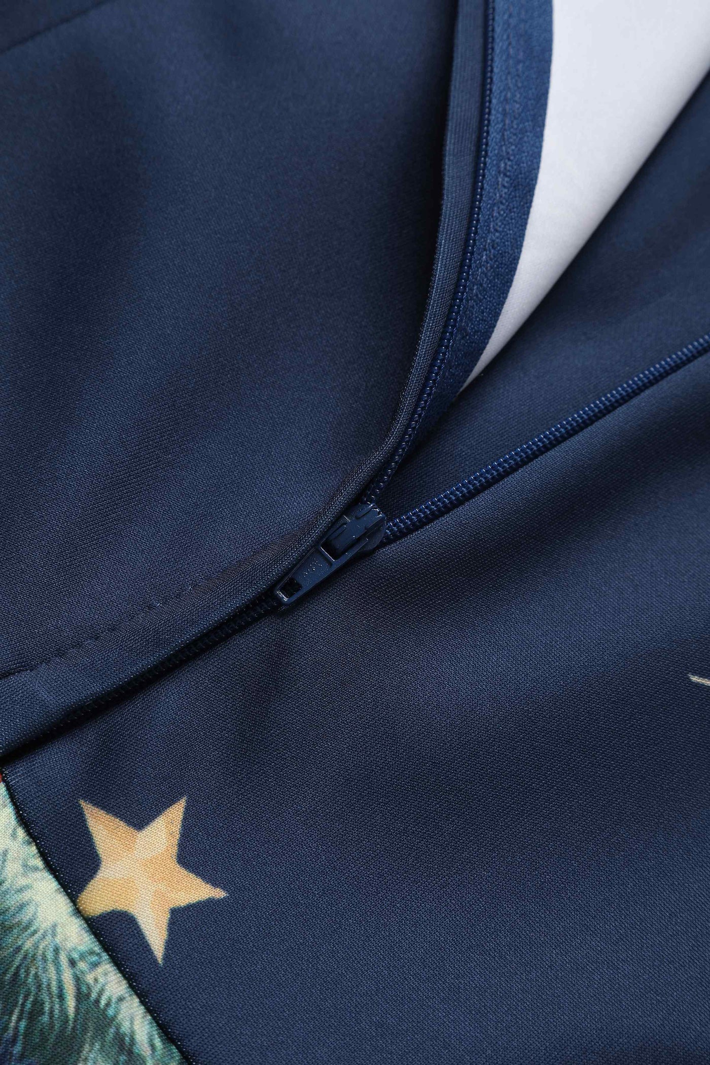 Close up view of Santa Is Back In Town Dress In Dark Blue