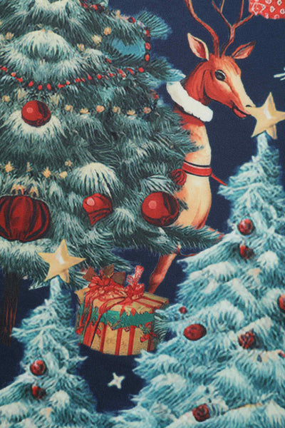 Close up view of Santa Is Back In Town Dress In Dark Blue
