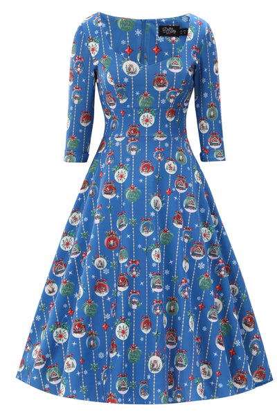 Front view of Scarlette Christmas Bauble Midi Dress