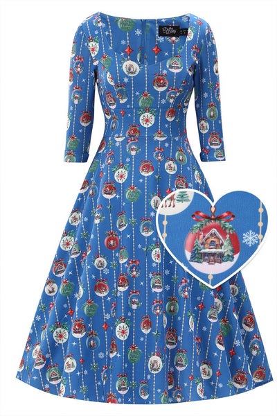 Front view of Scarlette Christmas Bauble Midi Dress