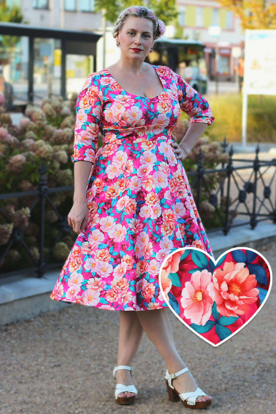 A model wearing a Scarlette Pink Magnolia Midi Dress