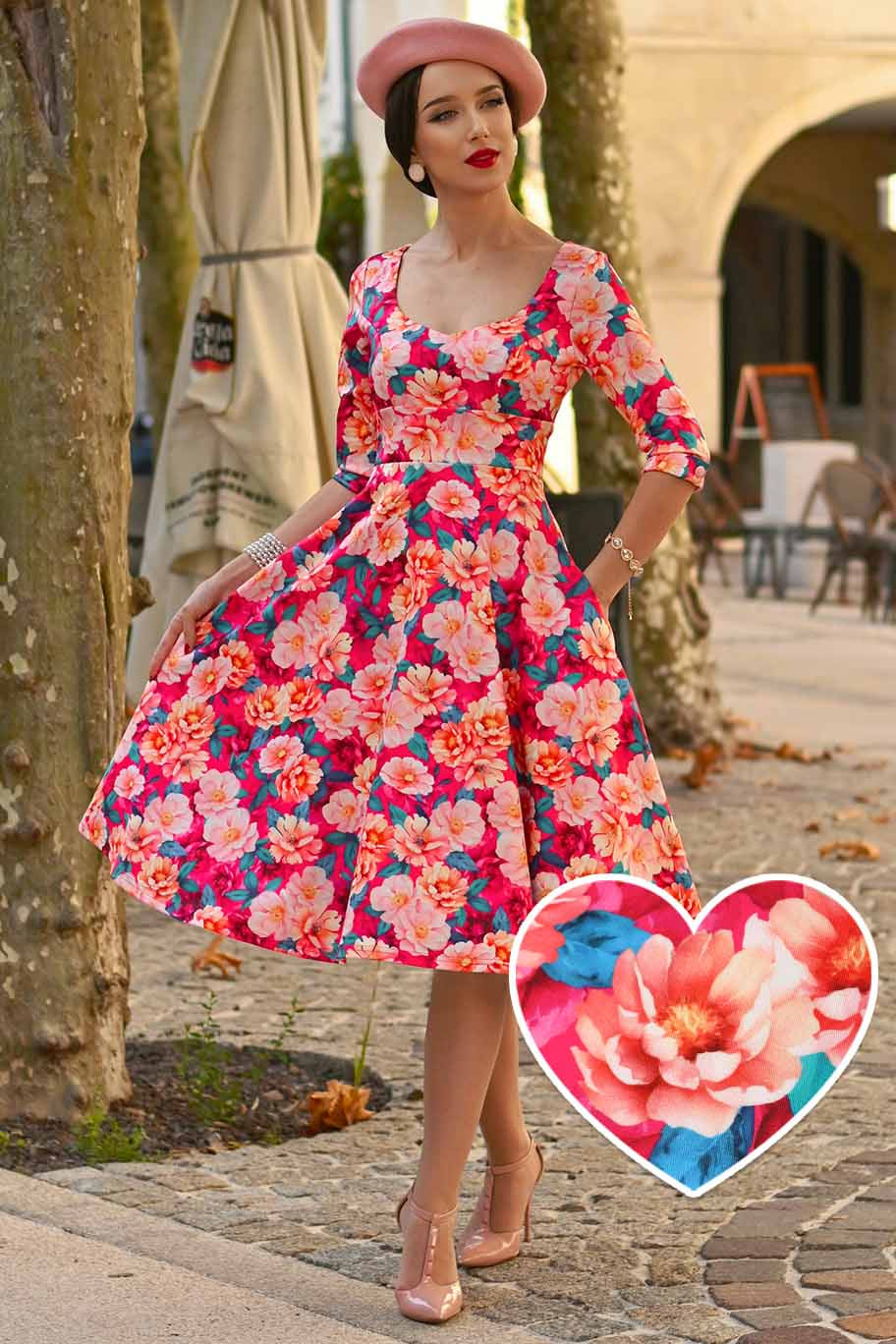 A model wearing a Scarlette Pink Magnolia Midi Dress