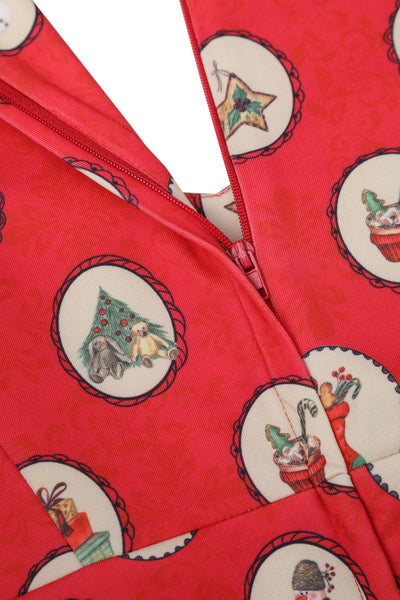 Zipper of Scarlette Vintage Christmas Midi Dress