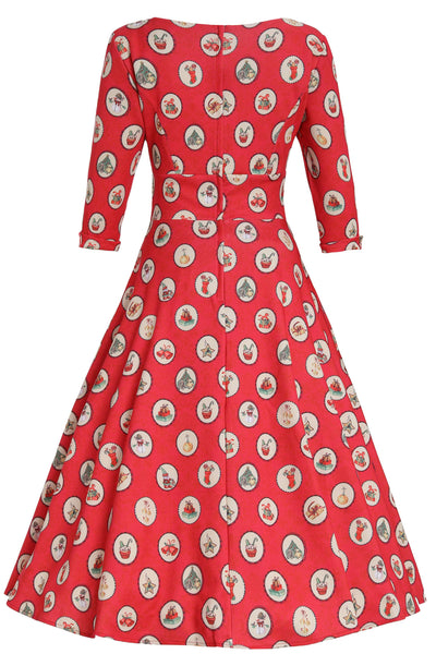 Back view of Scarlette Vintage Christmas Midi Dress