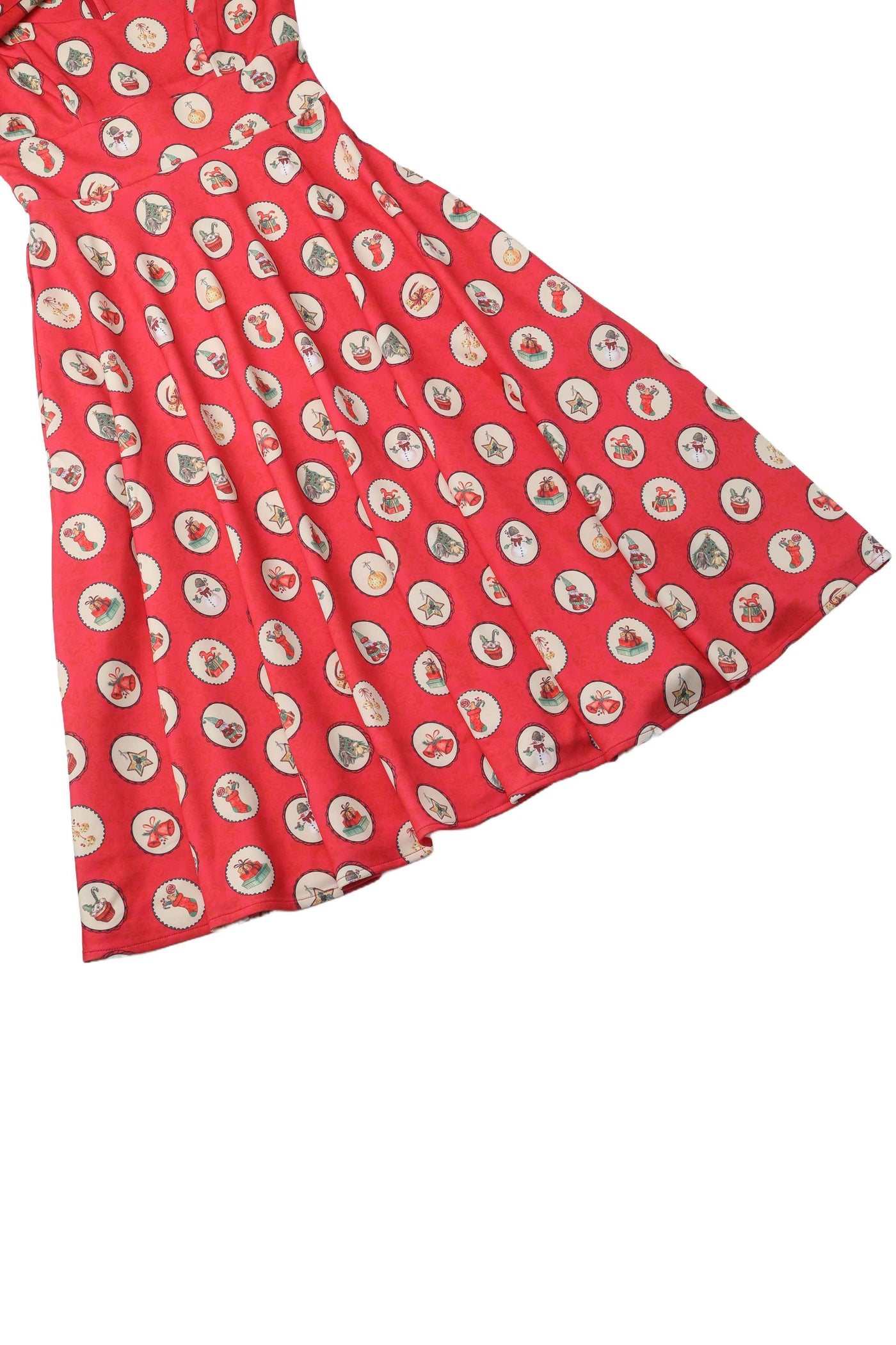 Close up view of Scarlette Vintage Christmas Midi Dress