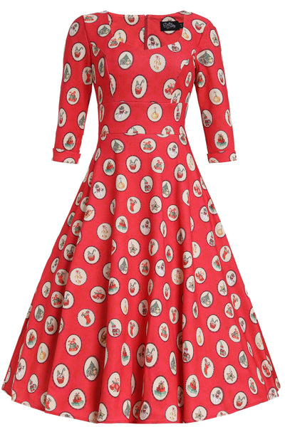 Front view of Scarlette Vintage Christmas Midi Dress