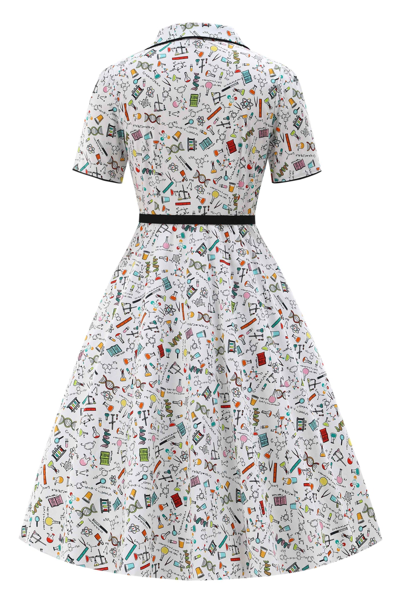 Back view of Science Midi Shirt Dress In White