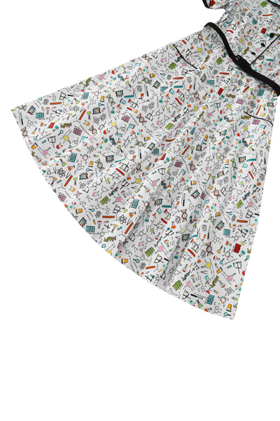 Close up view of Science Midi Shirt Dress In White