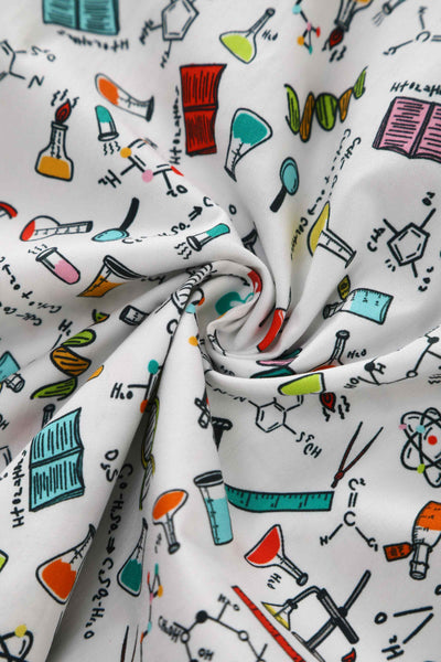 Close up view of Science Midi Shirt Dress In White