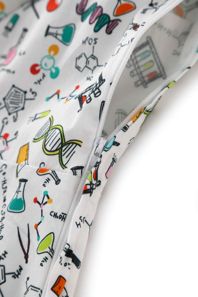 Close up view of Science Midi Shirt Dress In White