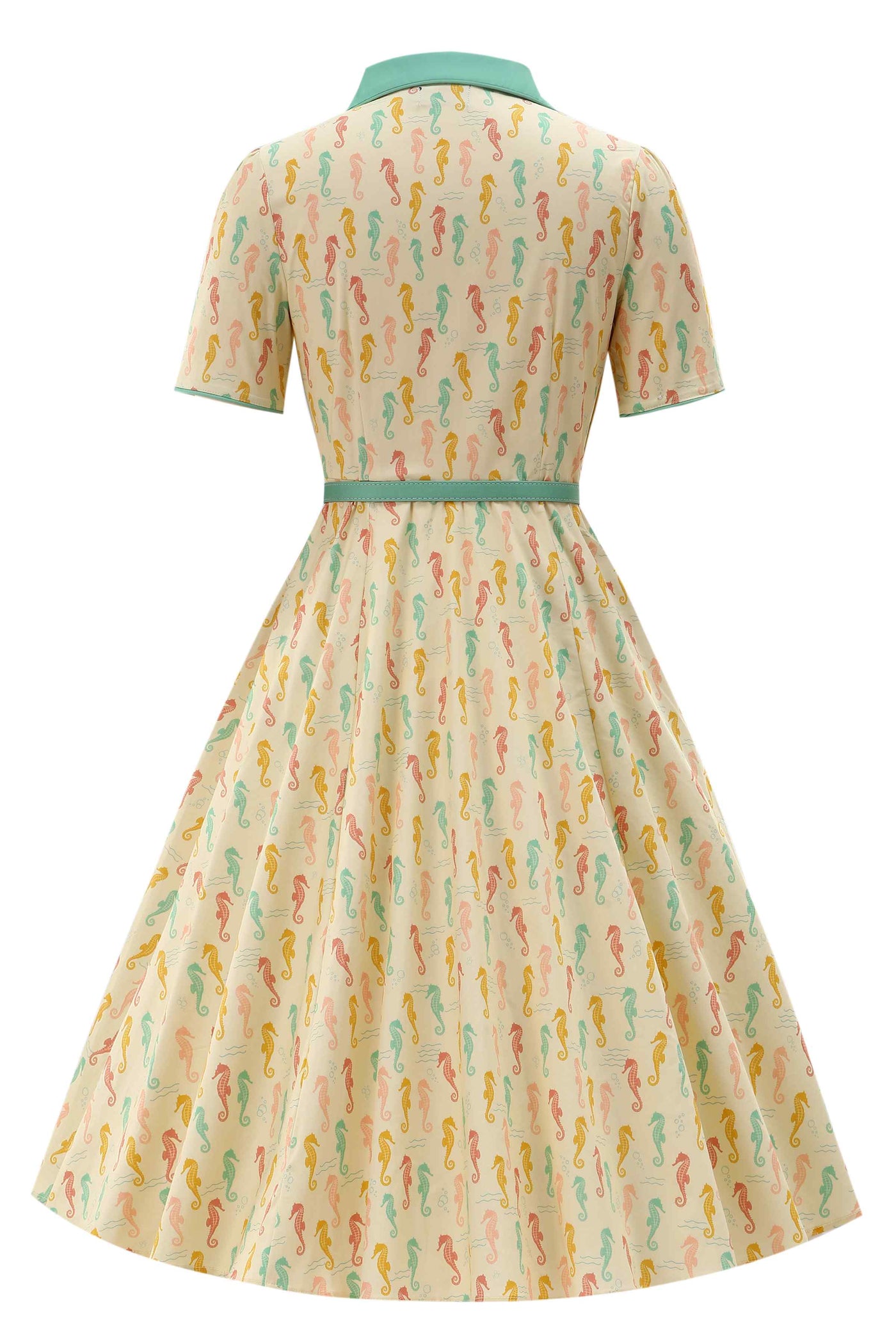 Back view of Seahorse Midi Shirt Dress
