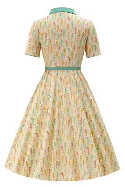 Back view of Seahorse Midi Shirt Dress