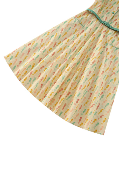 Close up view of Seahorse Midi Shirt Dress