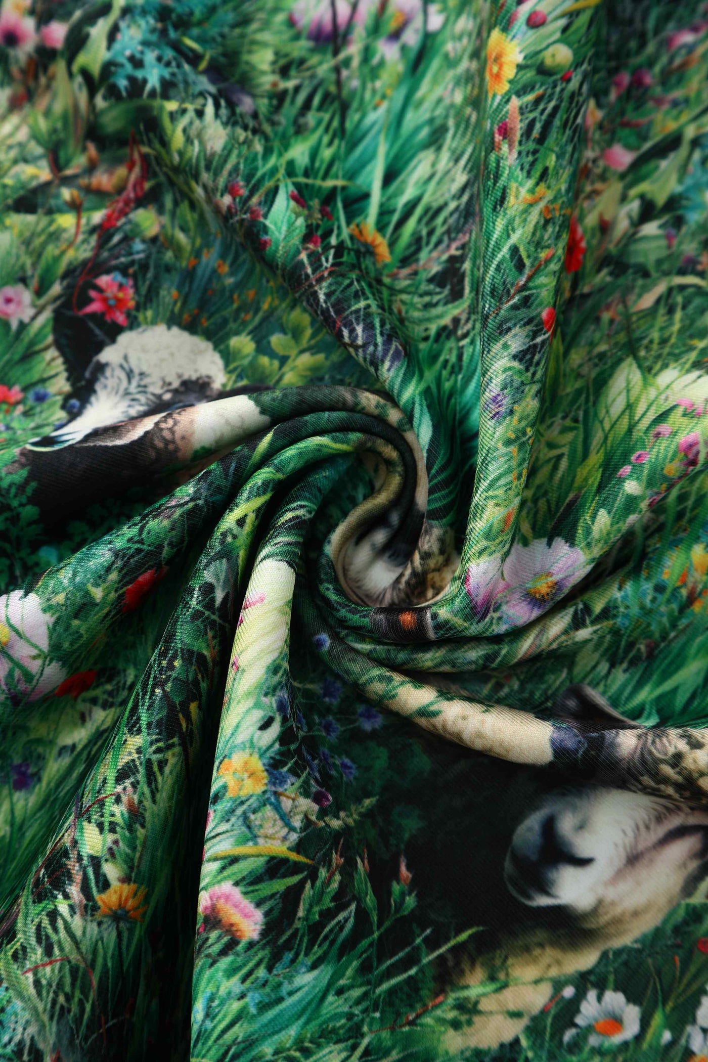 Close up view of Sheep Field Off Shoulder Dress