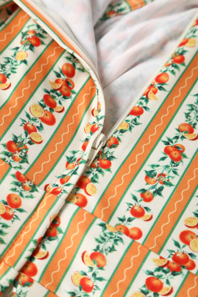 Close up view of Sicilian Orange Midi Dress
