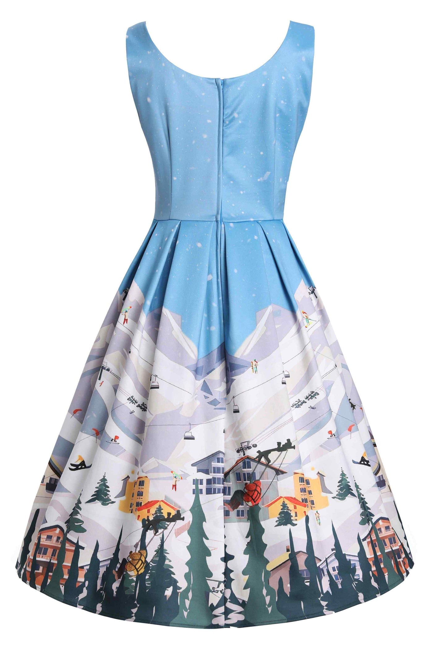 Back view of Ski Resort Flared Dress