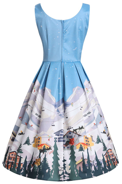 Back view of Amanda Ski Resort Flared Dress