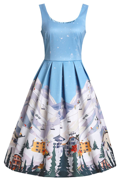 Front view of Amanda Ski Resort Flared Dress