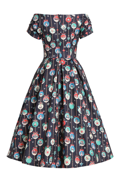 Back view of Snow Globe Off Shoulder Dress