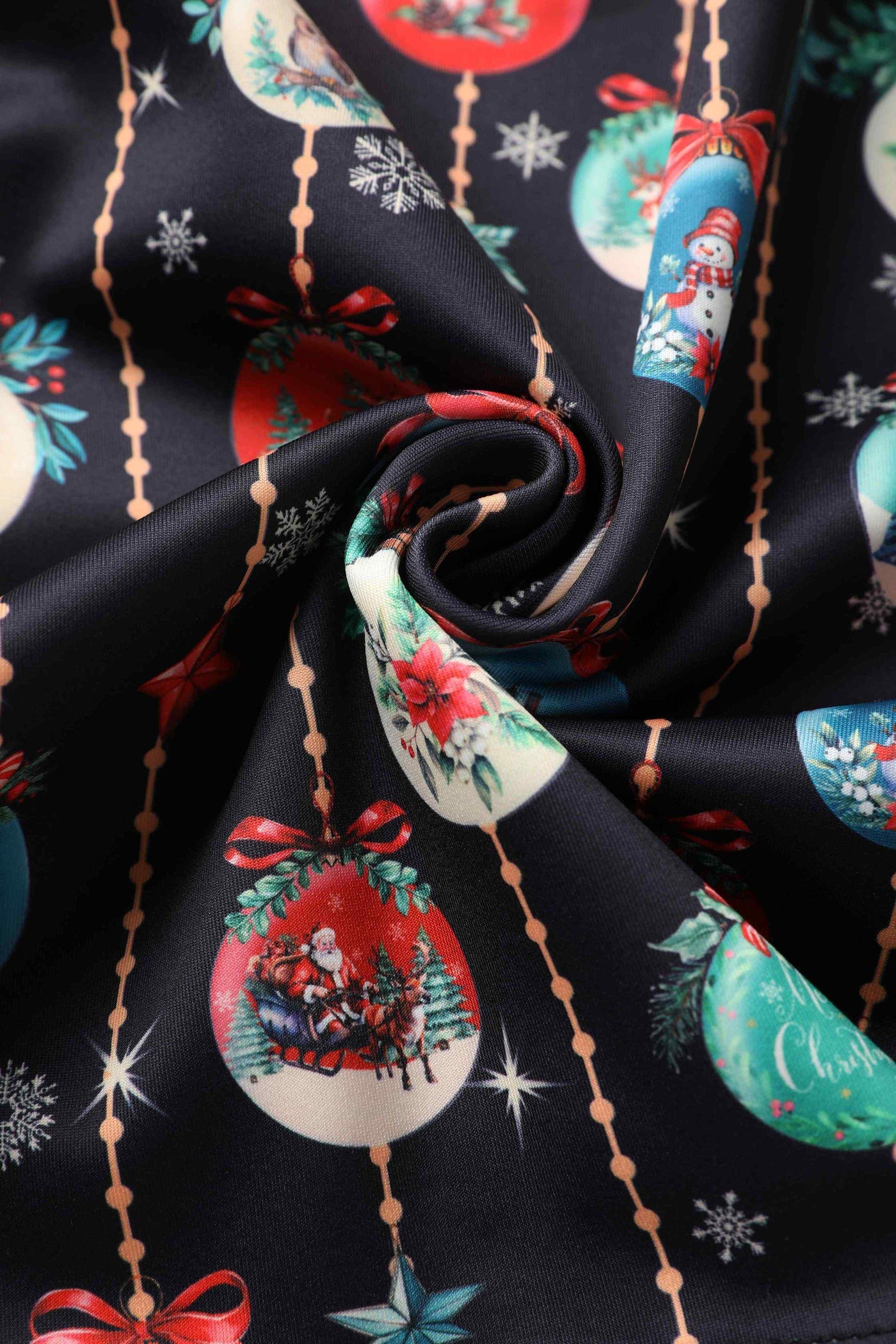 Close up view of Snow Globe Off Shoulder Dress