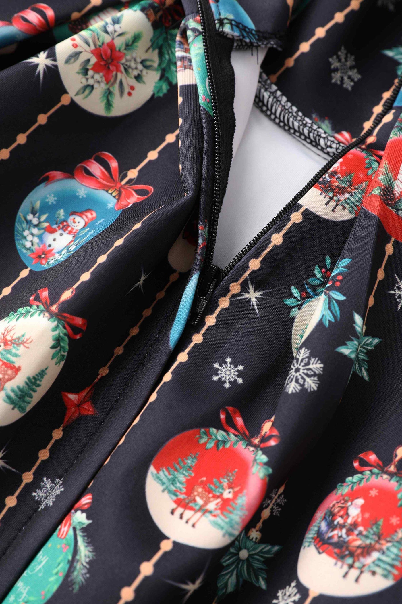 Close up view of Snow Globe Off Shoulder Dress