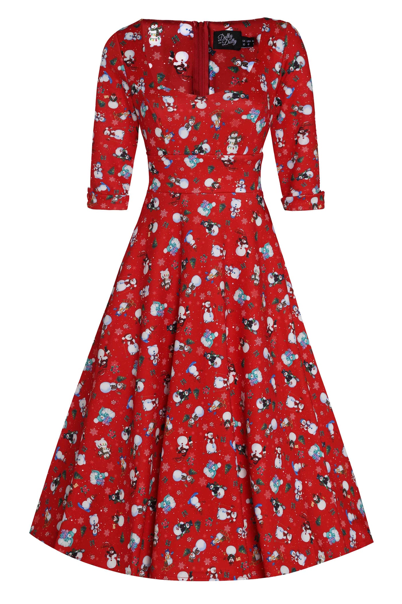 Red Snowman Midi Dress