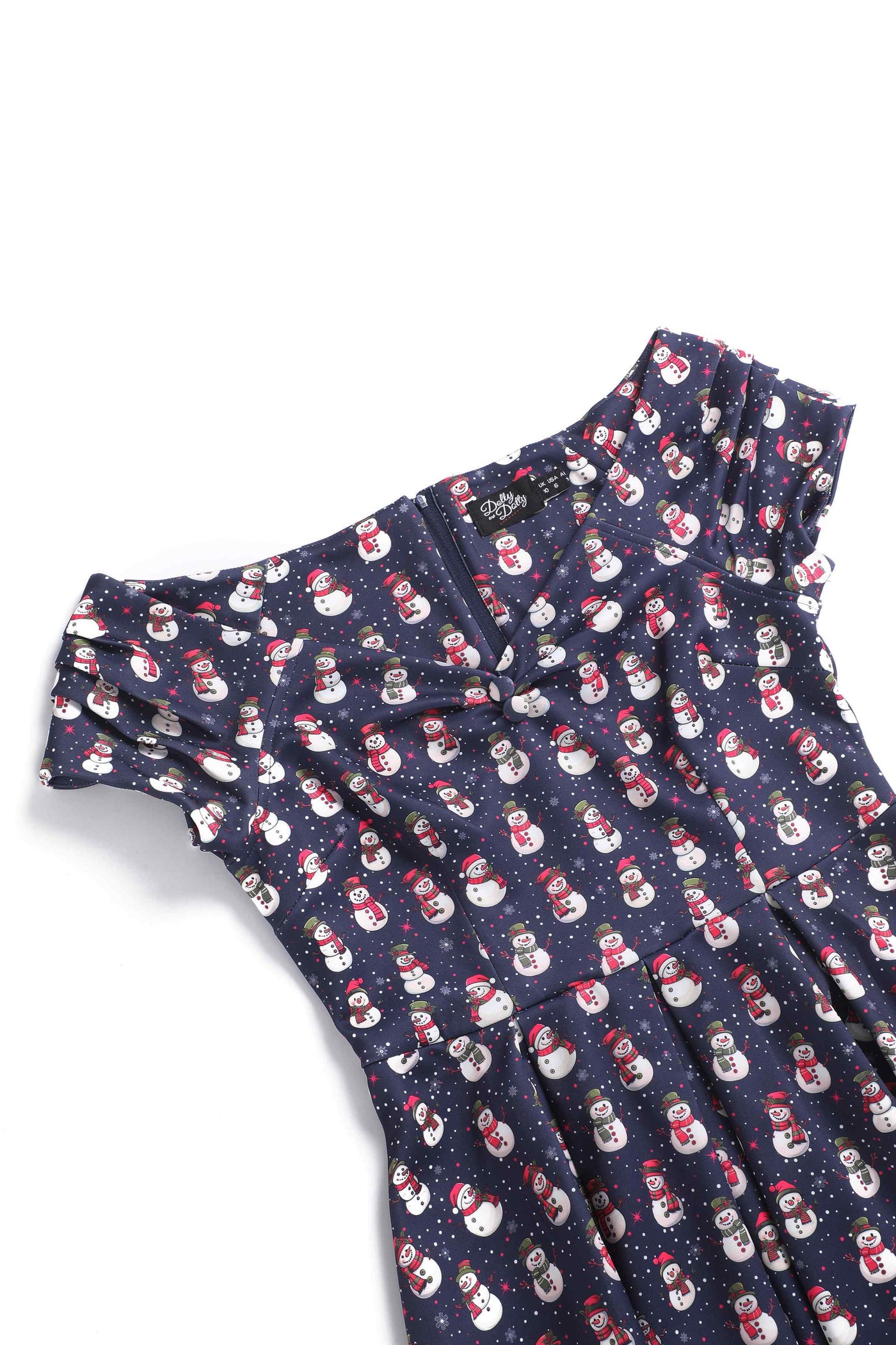 Close up view of Snowman Purple Circle Dress