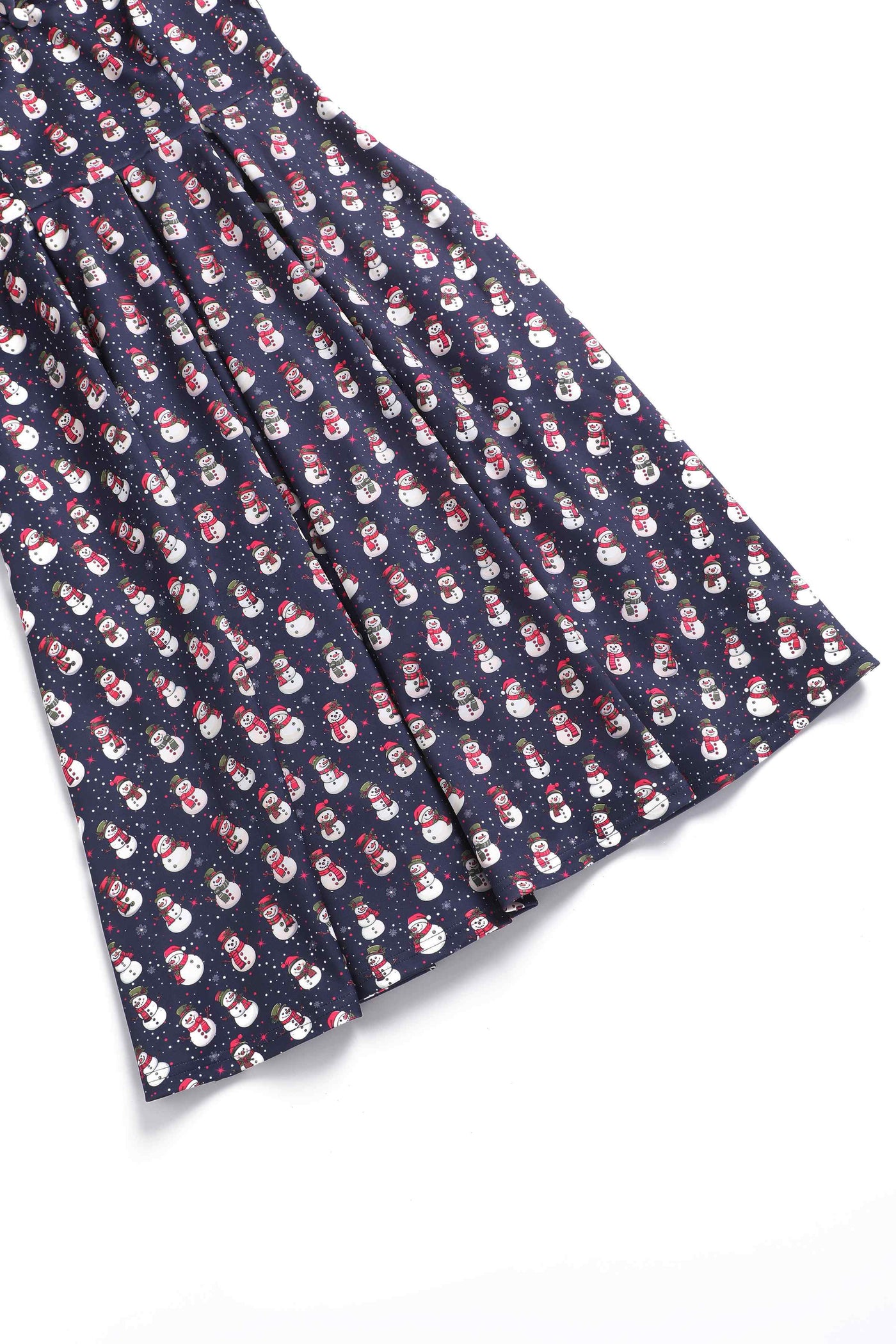 Close up view of Snowman Purple Circle Dress
